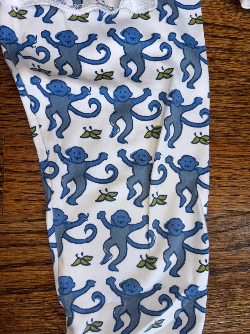 Roller Rabbit White and Blue Monkey Print Pajama Set